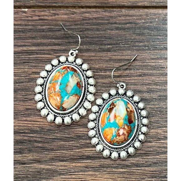 Stunning Oval Gemstone Wire Earrings for Every Occasion, Boho Southwestern, Shi - Picture 4 of 7